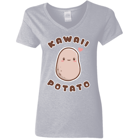 T-Shirts Sport Grey / S Kawaii Potato Women's V-Neck T-Shirt