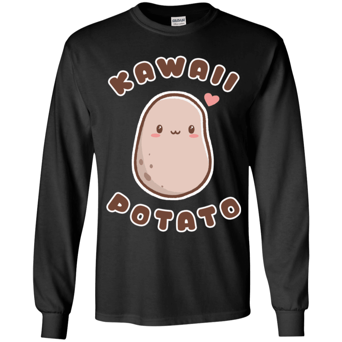 T-Shirts Black / YS Kawaii Potato Youth Long Sleeve T-Shirt