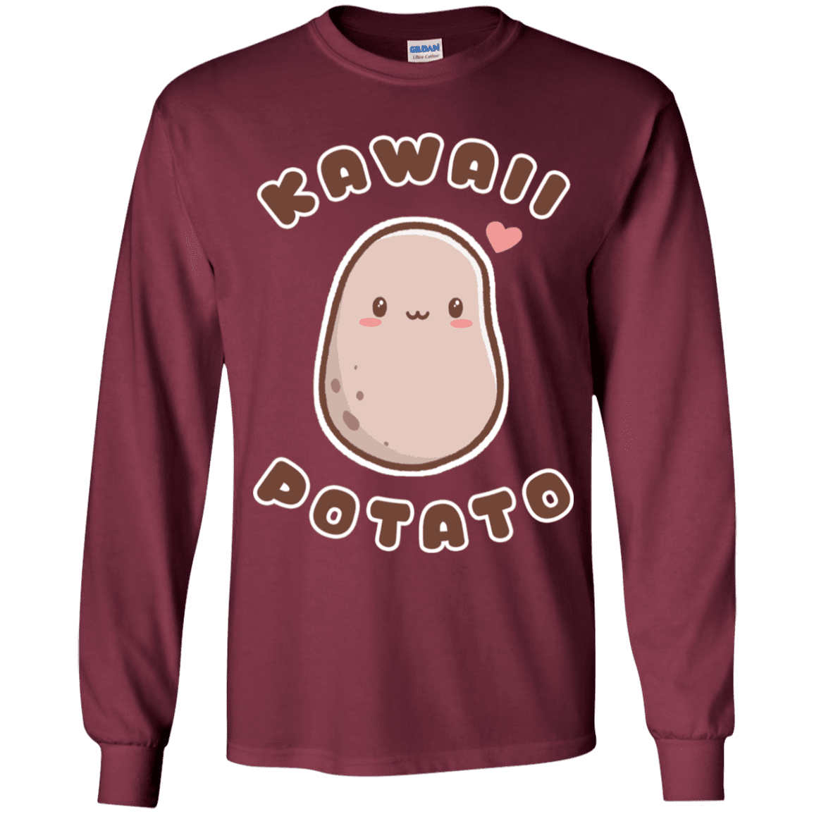 T-Shirts Maroon / YS Kawaii Potato Youth Long Sleeve T-Shirt