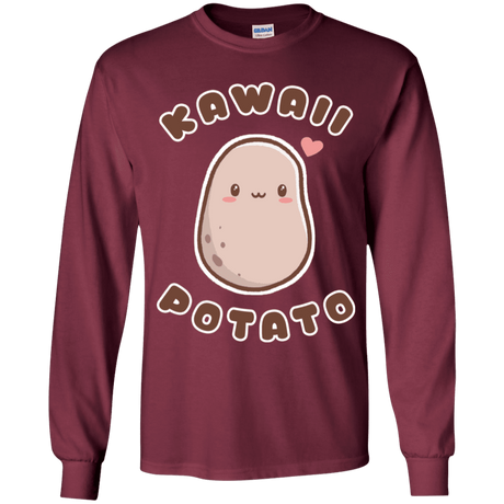T-Shirts Maroon / YS Kawaii Potato Youth Long Sleeve T-Shirt