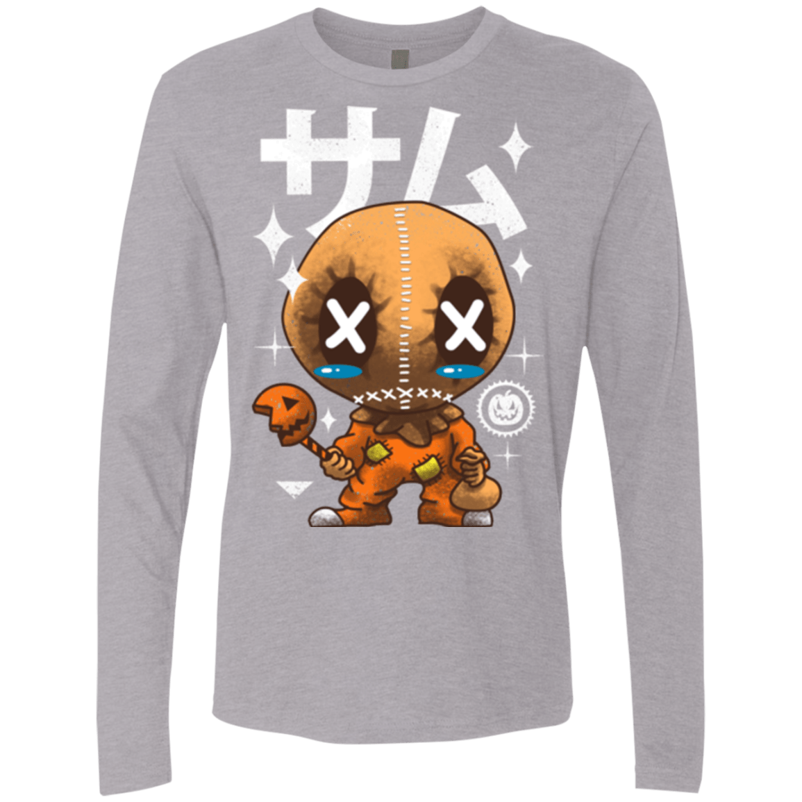 T-Shirts Heather Grey / Small Kawaii Pumpkin Men's Premium Long Sleeve