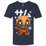 T-Shirts Midnight Navy / X-Small Kawaii Pumpkin Men's Premium V-Neck