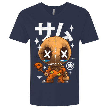 T-Shirts Midnight Navy / X-Small Kawaii Pumpkin Men's Premium V-Neck