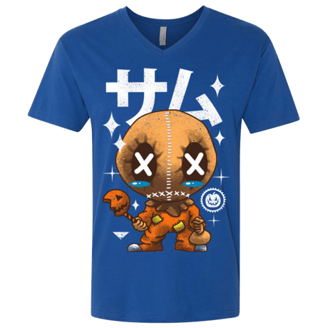 T-Shirts Royal / X-Small Kawaii Pumpkin Men's Premium V-Neck