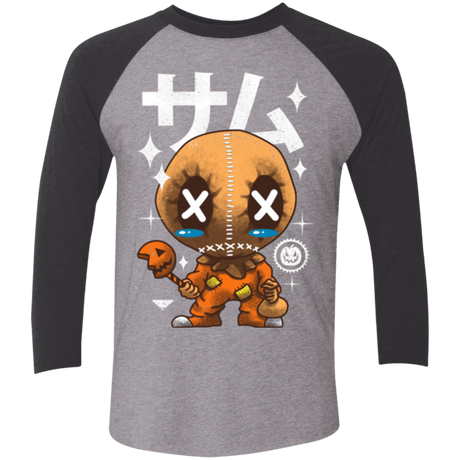 T-Shirts Premium Heather/ Vintage Black / X-Small Kawaii Pumpkin Men's Triblend 3/4 Sleeve