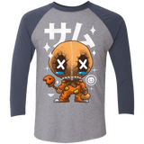T-Shirts Premium Heather/ Vintage Navy / X-Small Kawaii Pumpkin Men's Triblend 3/4 Sleeve