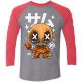 T-Shirts Premium Heather/ Vintage Red / X-Small Kawaii Pumpkin Men's Triblend 3/4 Sleeve