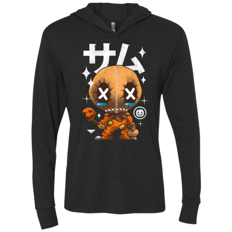 T-Shirts Vintage Black / X-Small Kawaii Pumpkin Triblend Long Sleeve Hoodie Tee