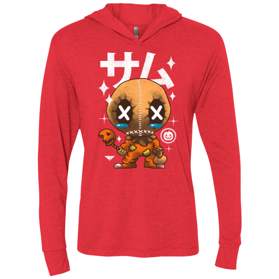 T-Shirts Vintage Red / X-Small Kawaii Pumpkin Triblend Long Sleeve Hoodie Tee