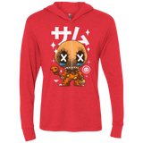 T-Shirts Vintage Red / X-Small Kawaii Pumpkin Triblend Long Sleeve Hoodie Tee