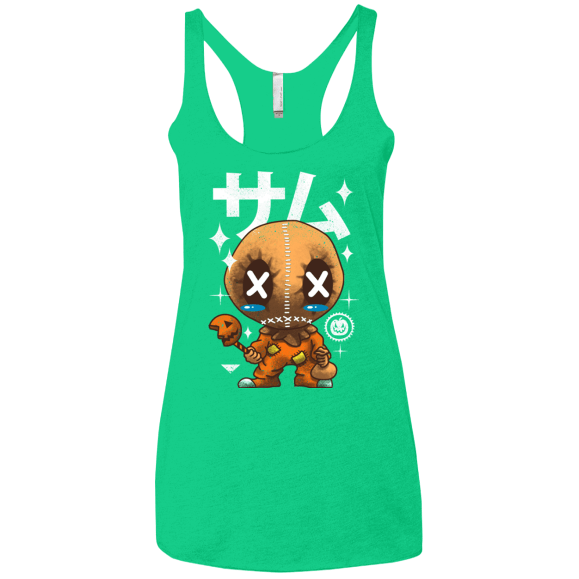 T-Shirts Envy / X-Small Kawaii Pumpkin Women's Triblend Racerback Tank
