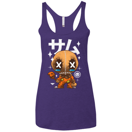 T-Shirts Purple / X-Small Kawaii Pumpkin Women's Triblend Racerback Tank