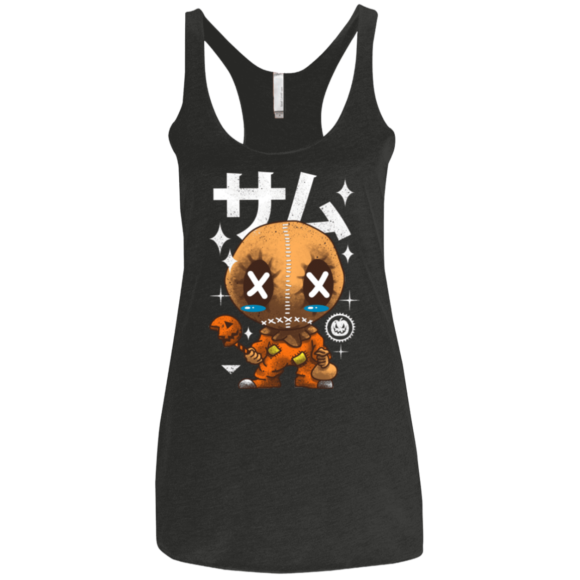 T-Shirts Vintage Black / X-Small Kawaii Pumpkin Women's Triblend Racerback Tank