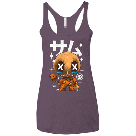 T-Shirts Vintage Purple / X-Small Kawaii Pumpkin Women's Triblend Racerback Tank