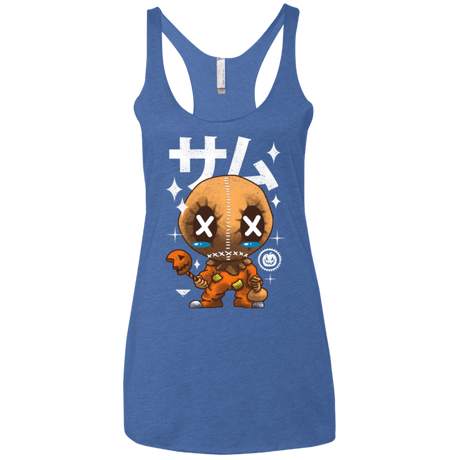 T-Shirts Vintage Royal / X-Small Kawaii Pumpkin Women's Triblend Racerback Tank