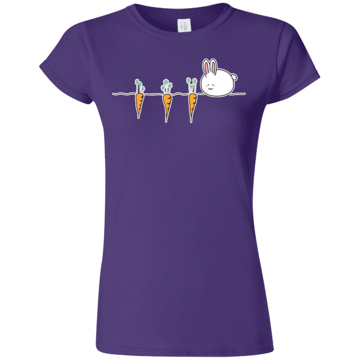 T-Shirts Purple / S Kawaii Rabbit and Carrots Junior Slimmer-Fit T-Shirt