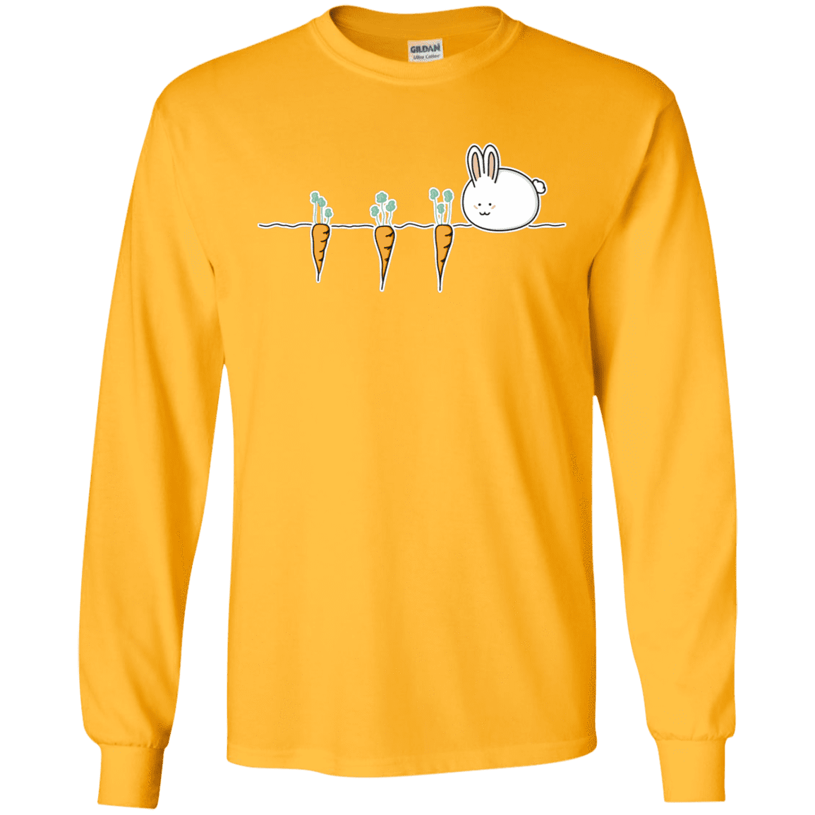 T-Shirts Gold / S Kawaii Rabbit and Carrots Men's Long Sleeve T-Shirt