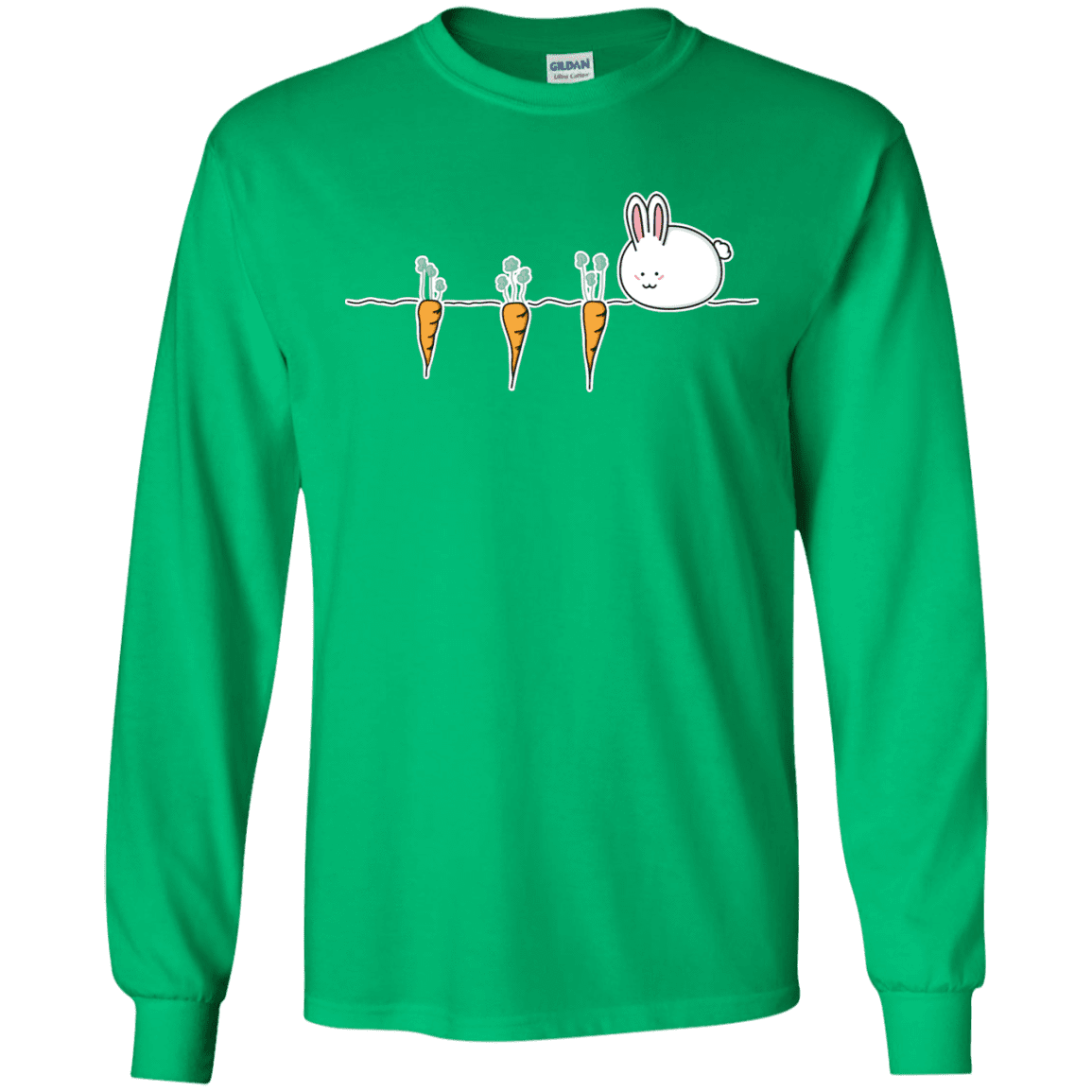 T-Shirts Irish Green / S Kawaii Rabbit and Carrots Men's Long Sleeve T-Shirt