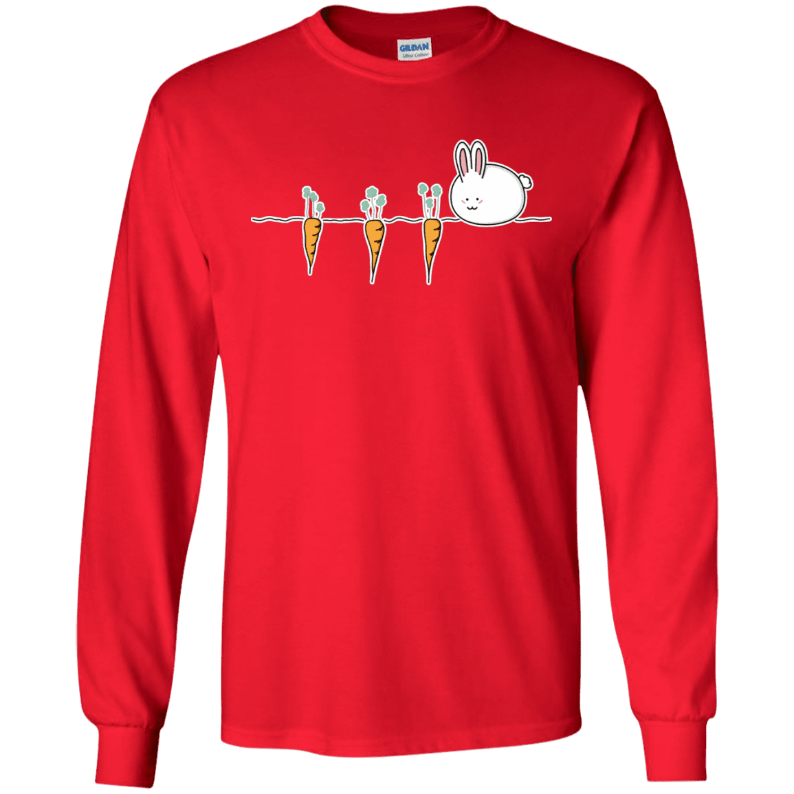 T-Shirts Red / S Kawaii Rabbit and Carrots Men's Long Sleeve T-Shirt