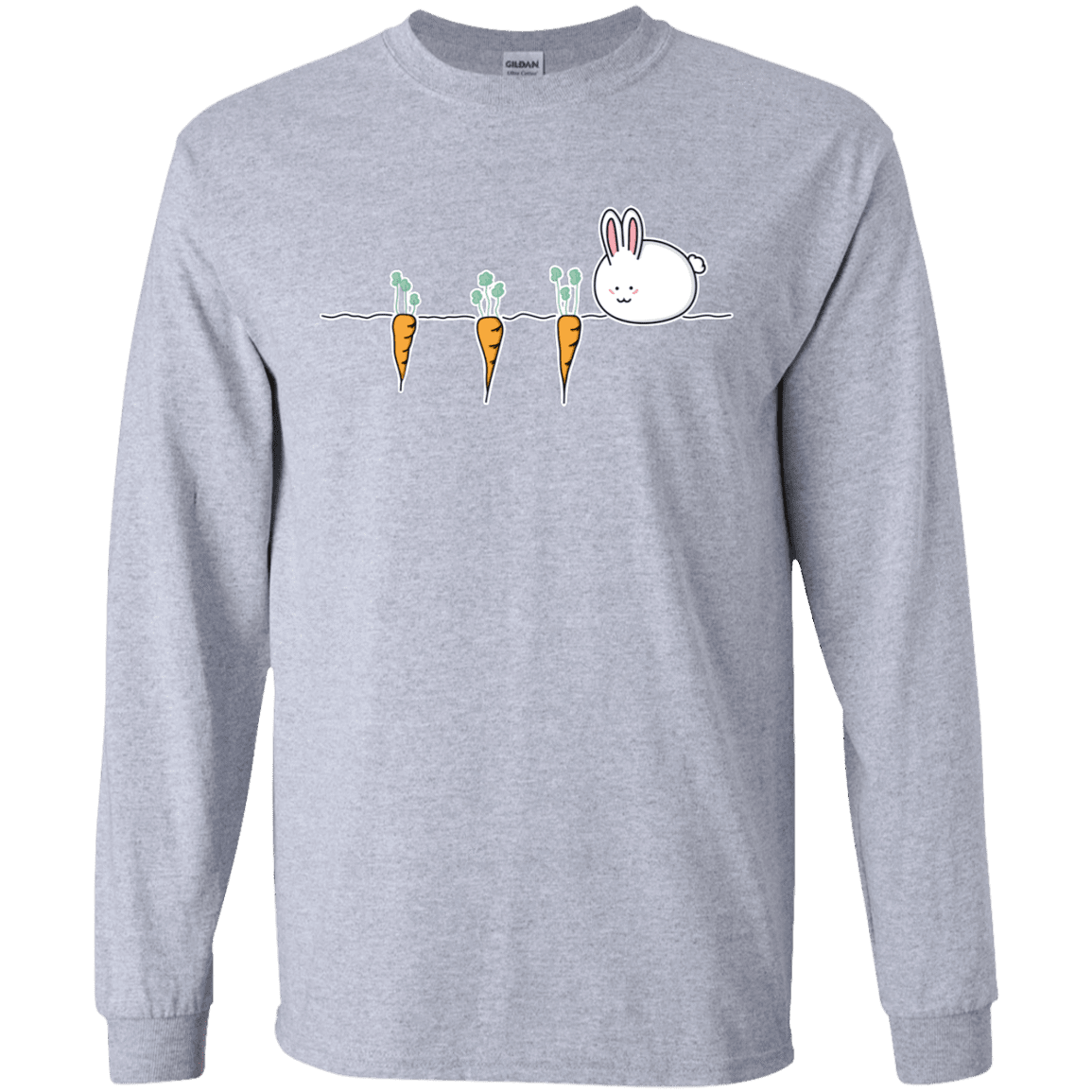 T-Shirts Sport Grey / S Kawaii Rabbit and Carrots Men's Long Sleeve T-Shirt