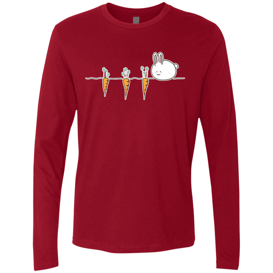 T-Shirts Cardinal / S Kawaii Rabbit and Carrots Men's Premium Long Sleeve