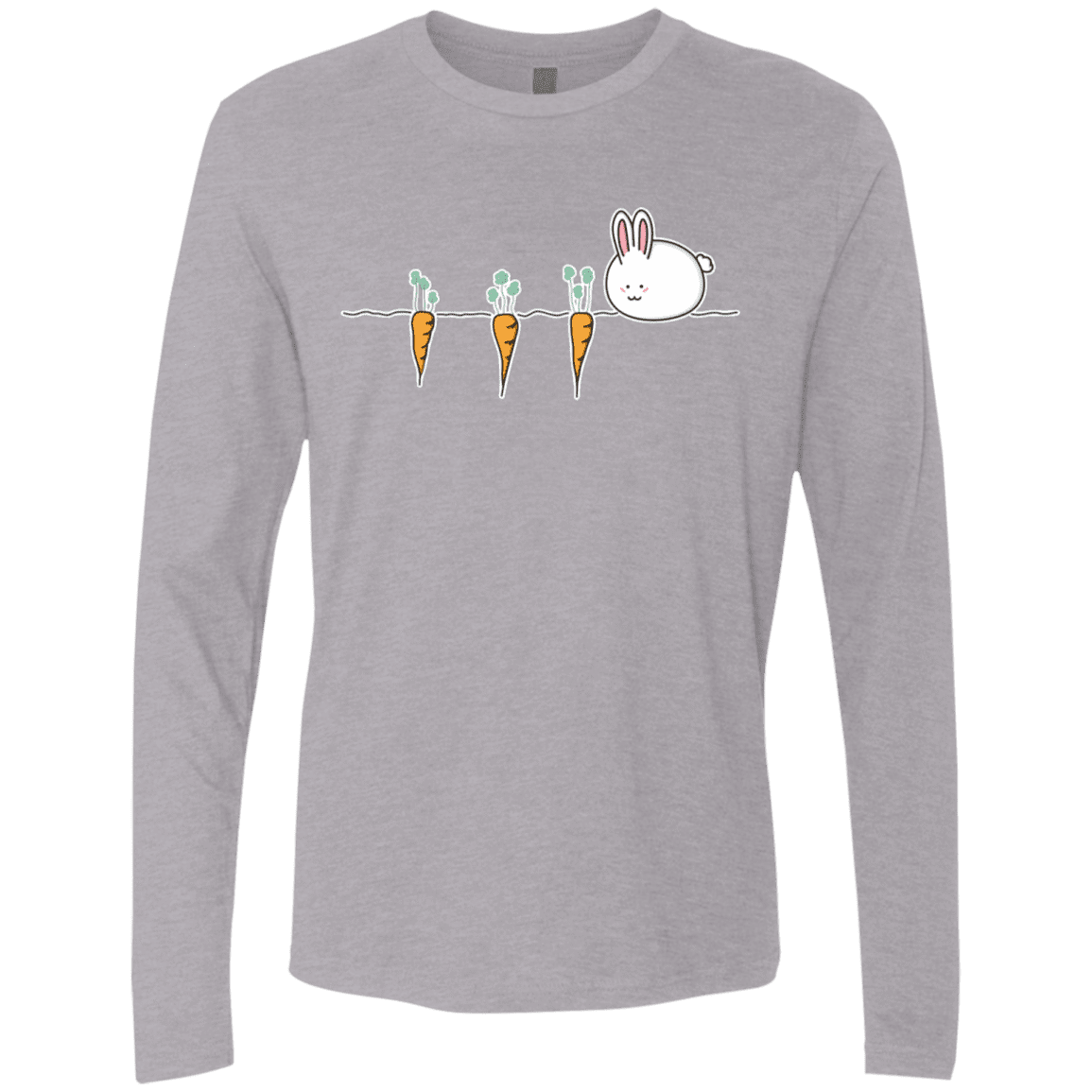 T-Shirts Heather Grey / S Kawaii Rabbit and Carrots Men's Premium Long Sleeve