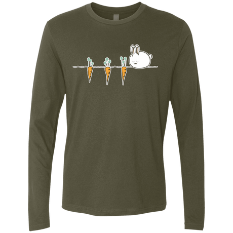 T-Shirts Military Green / S Kawaii Rabbit and Carrots Men's Premium Long Sleeve