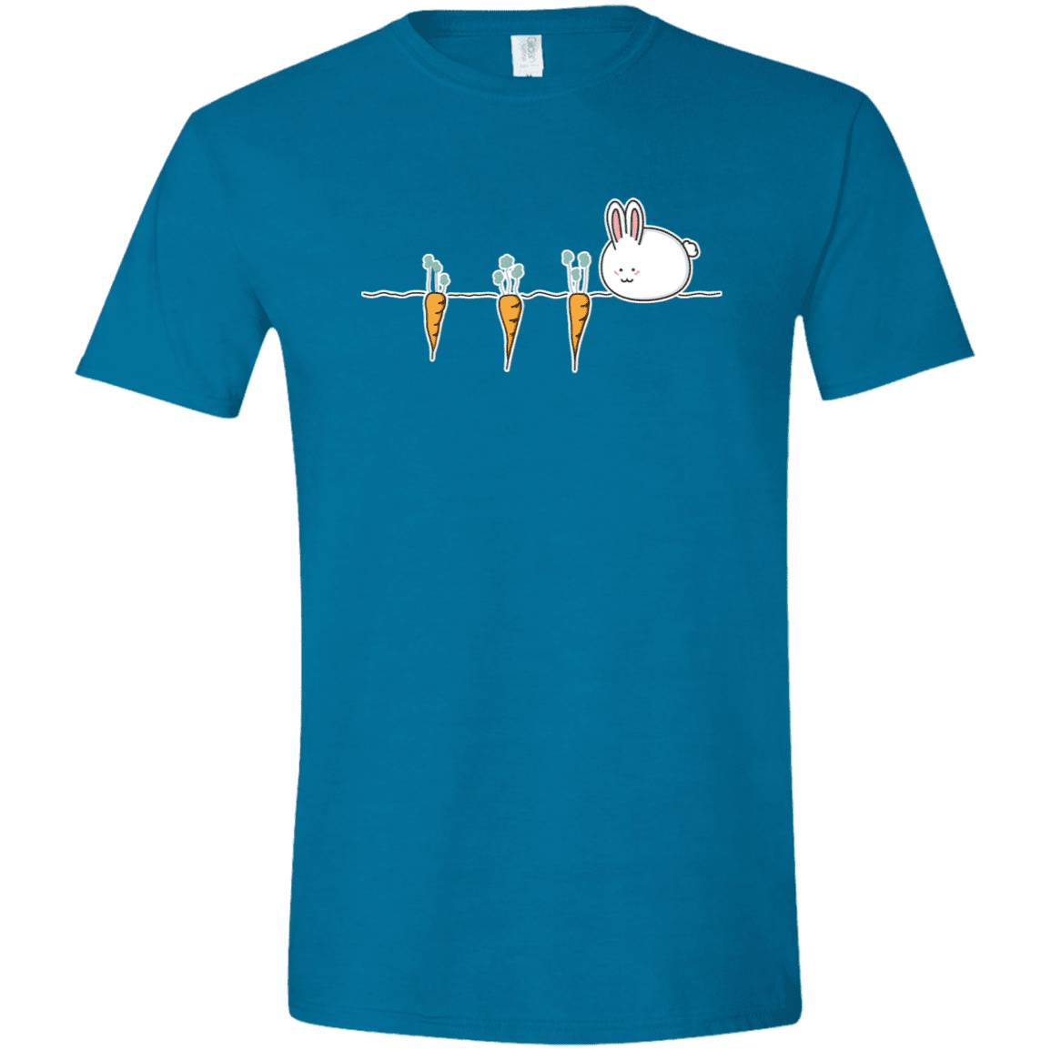 T-Shirts Antique Sapphire / S Kawaii Rabbit and Carrots Men's Semi-Fitted Softstyle