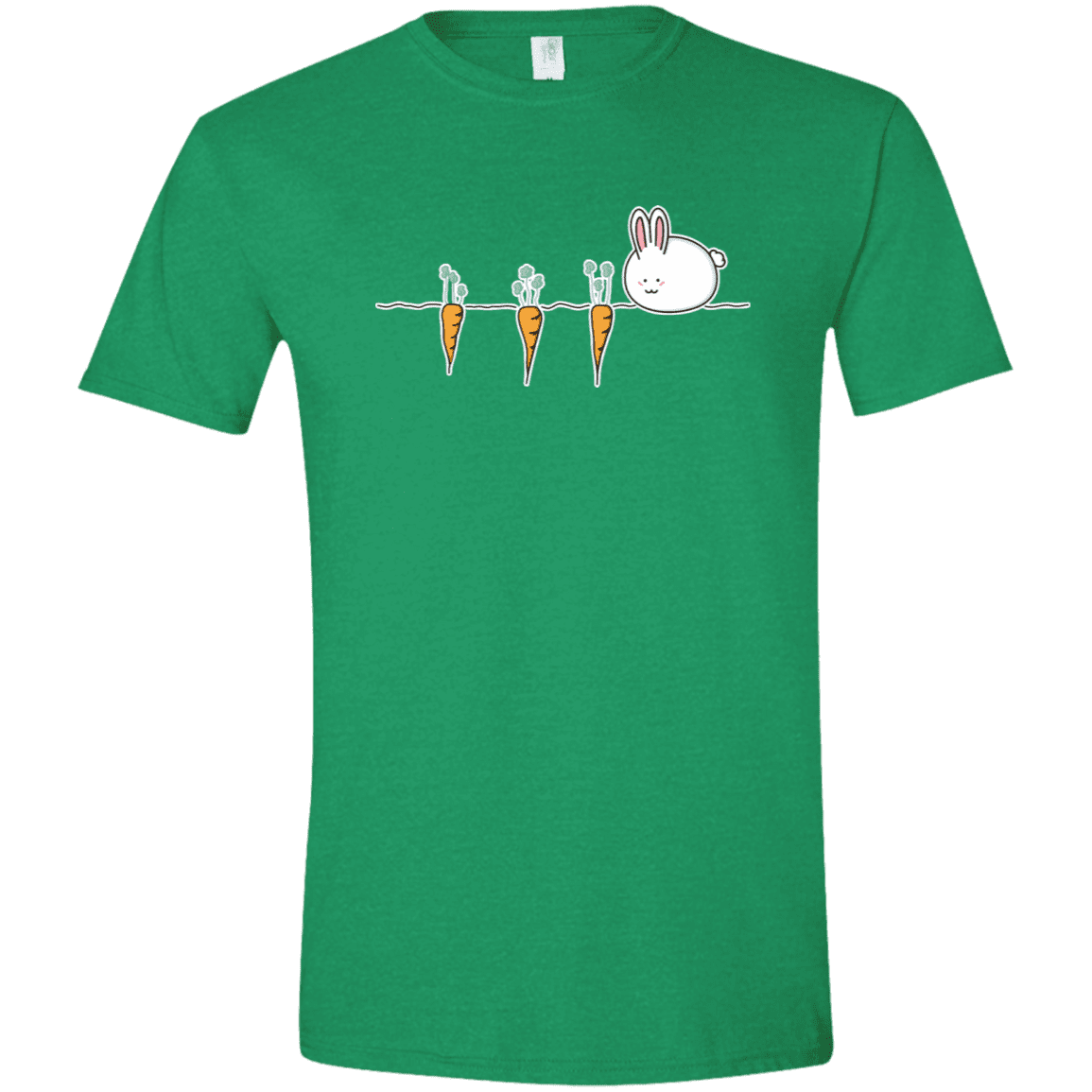 T-Shirts Heather Irish Green / M Kawaii Rabbit and Carrots Men's Semi-Fitted Softstyle