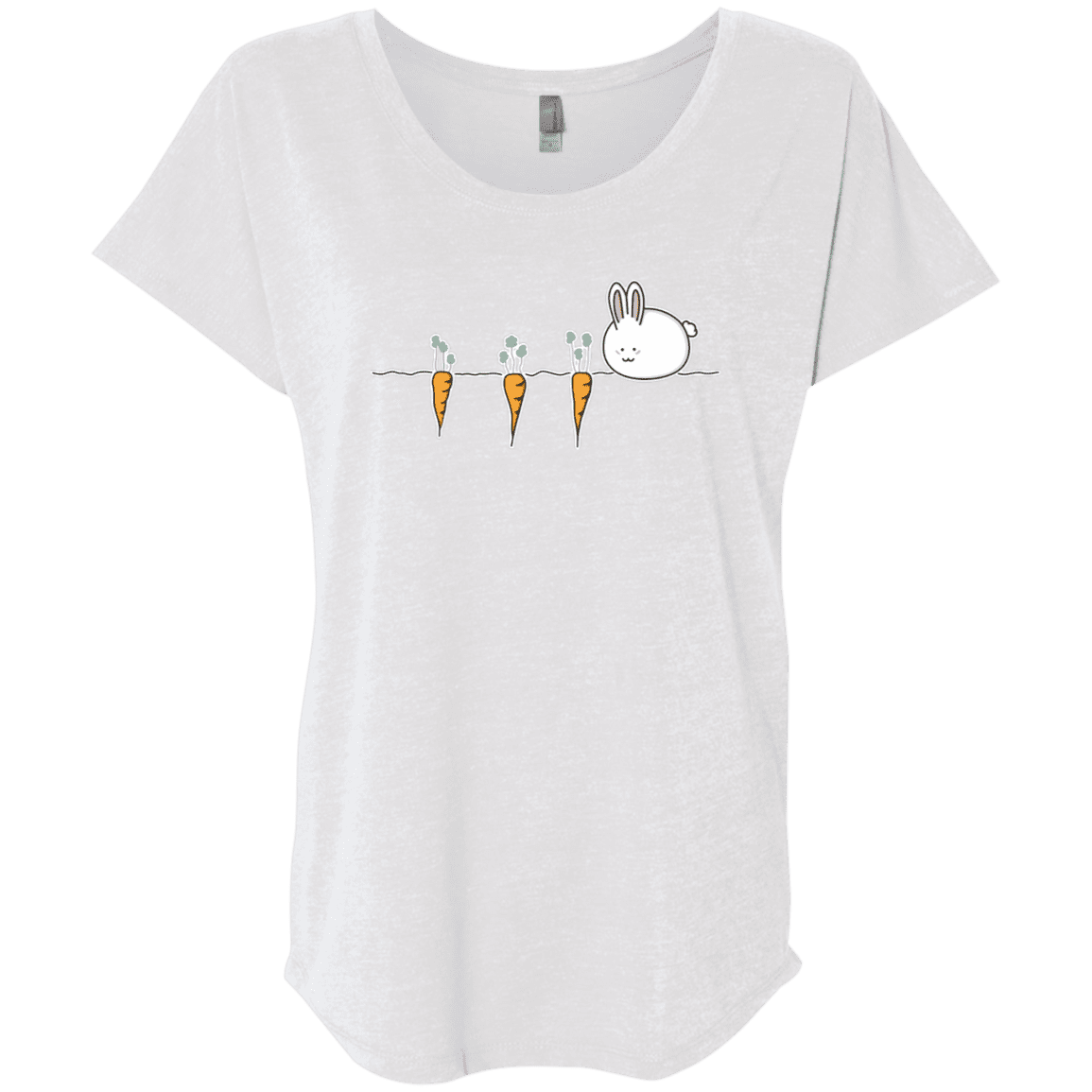 T-Shirts Heather White / X-Small Kawaii Rabbit and Carrots Triblend Dolman Sleeve