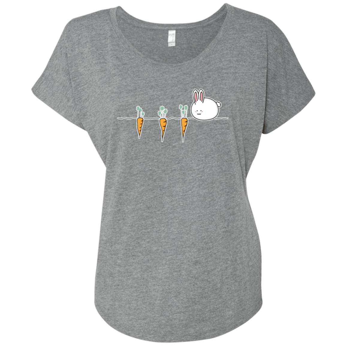 T-Shirts Premium Heather / X-Small Kawaii Rabbit and Carrots Triblend Dolman Sleeve