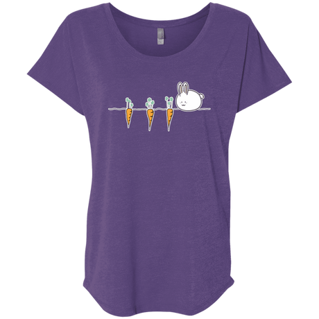 T-Shirts Purple Rush / X-Small Kawaii Rabbit and Carrots Triblend Dolman Sleeve