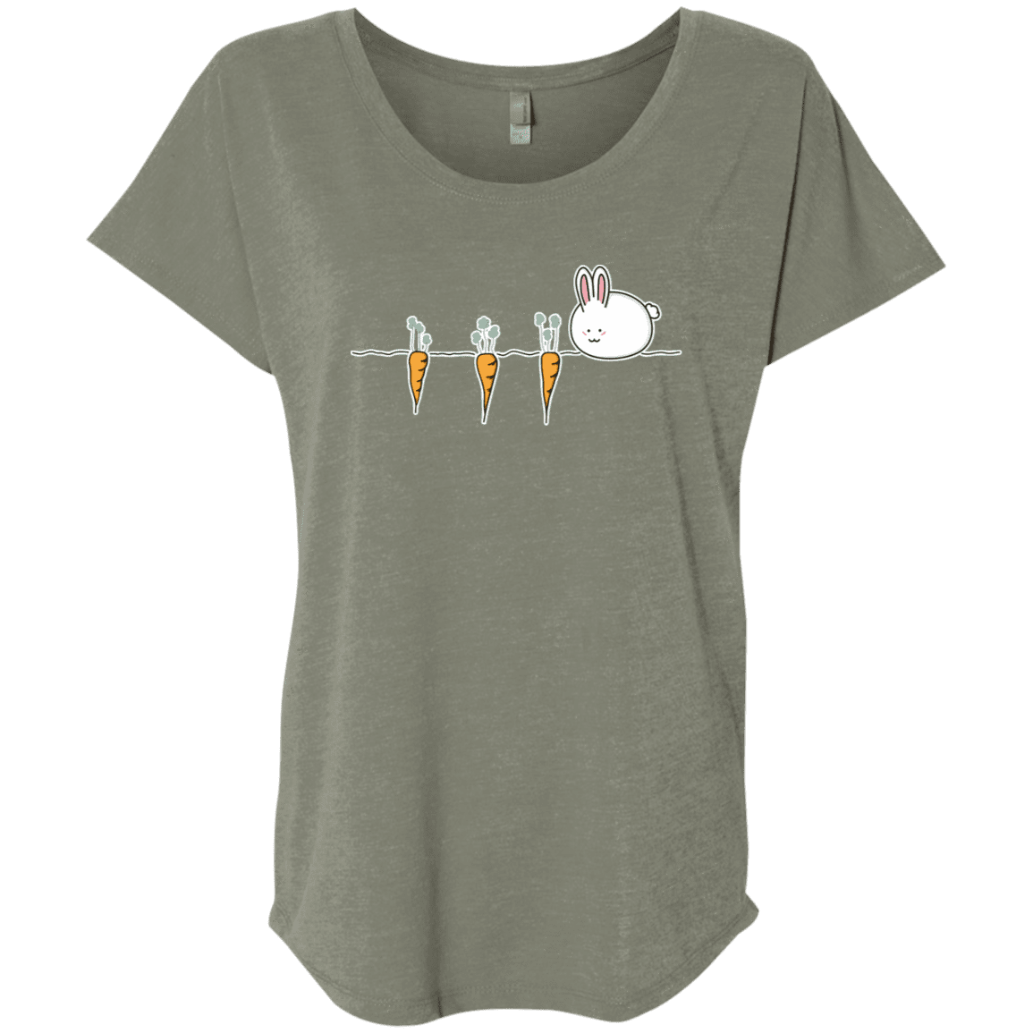 T-Shirts Venetian Grey / X-Small Kawaii Rabbit and Carrots Triblend Dolman Sleeve