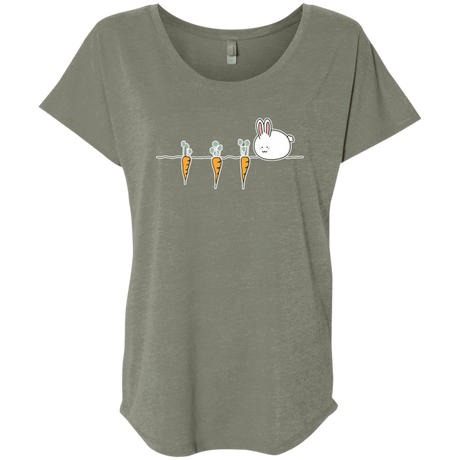 T-Shirts Venetian Grey / X-Small Kawaii Rabbit and Carrots Triblend Dolman Sleeve