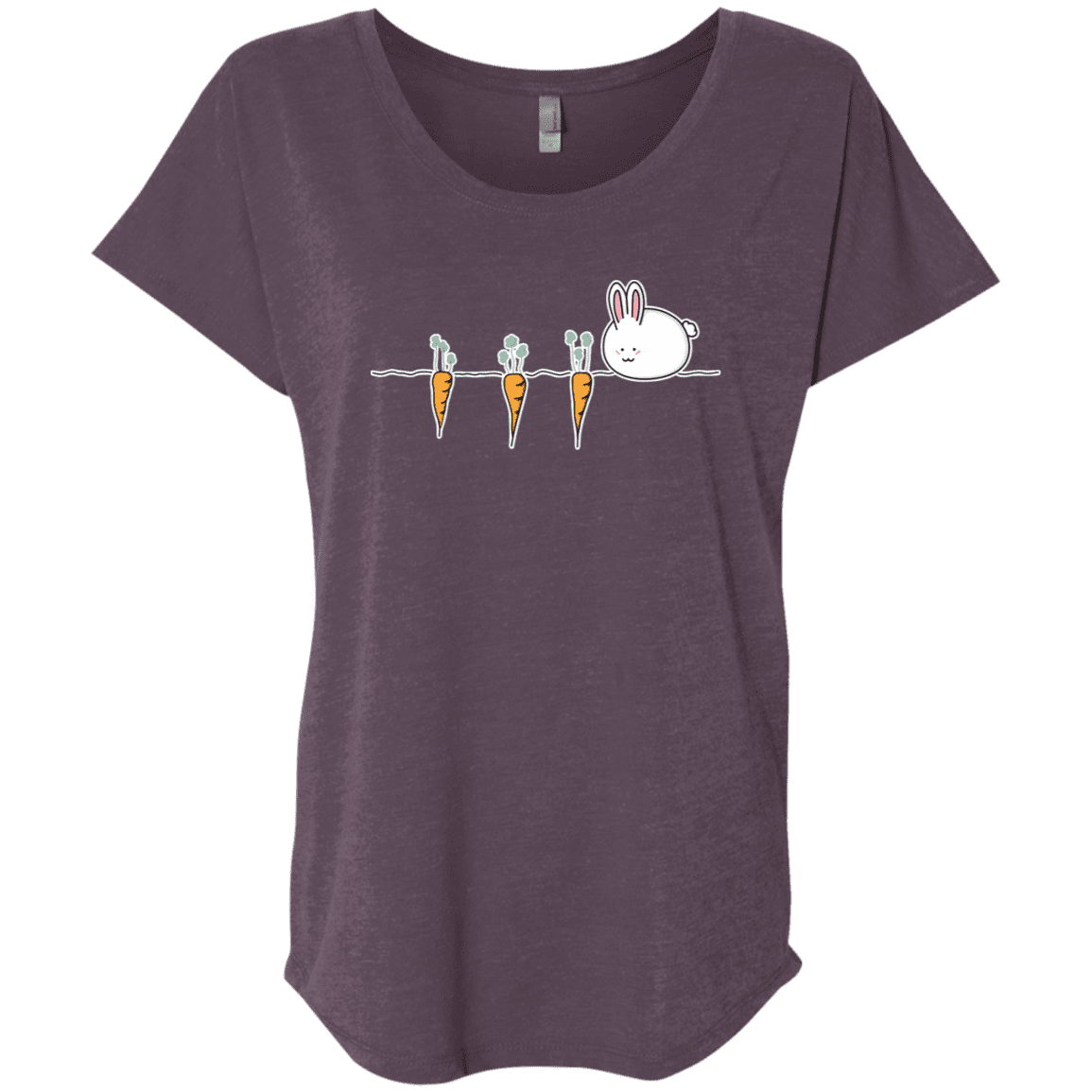T-Shirts Vintage Purple / X-Small Kawaii Rabbit and Carrots Triblend Dolman Sleeve