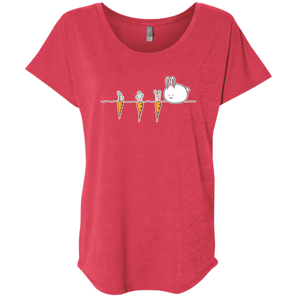 T-Shirts Vintage Red / X-Small Kawaii Rabbit and Carrots Triblend Dolman Sleeve