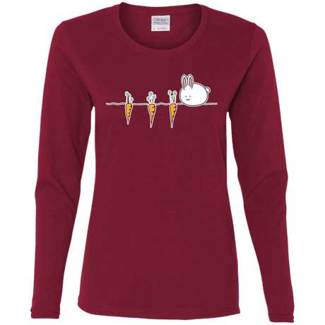 T-Shirts Cardinal / S Kawaii Rabbit and Carrots Women's Long Sleeve T-Shirt