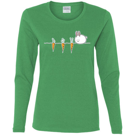 T-Shirts Irish Green / S Kawaii Rabbit and Carrots Women's Long Sleeve T-Shirt