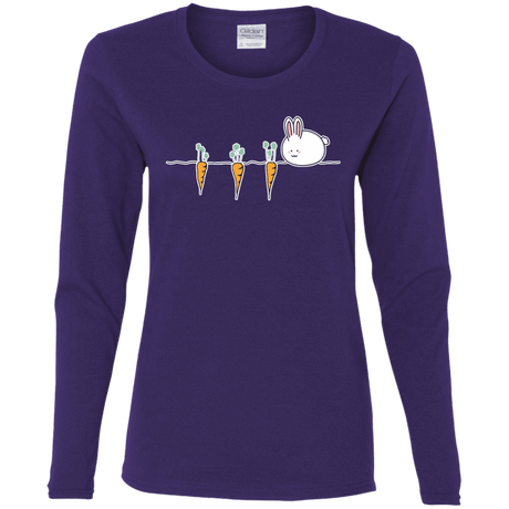 T-Shirts Purple / S Kawaii Rabbit and Carrots Women's Long Sleeve T-Shirt