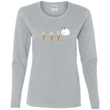 T-Shirts Sport Grey / S Kawaii Rabbit and Carrots Women's Long Sleeve T-Shirt