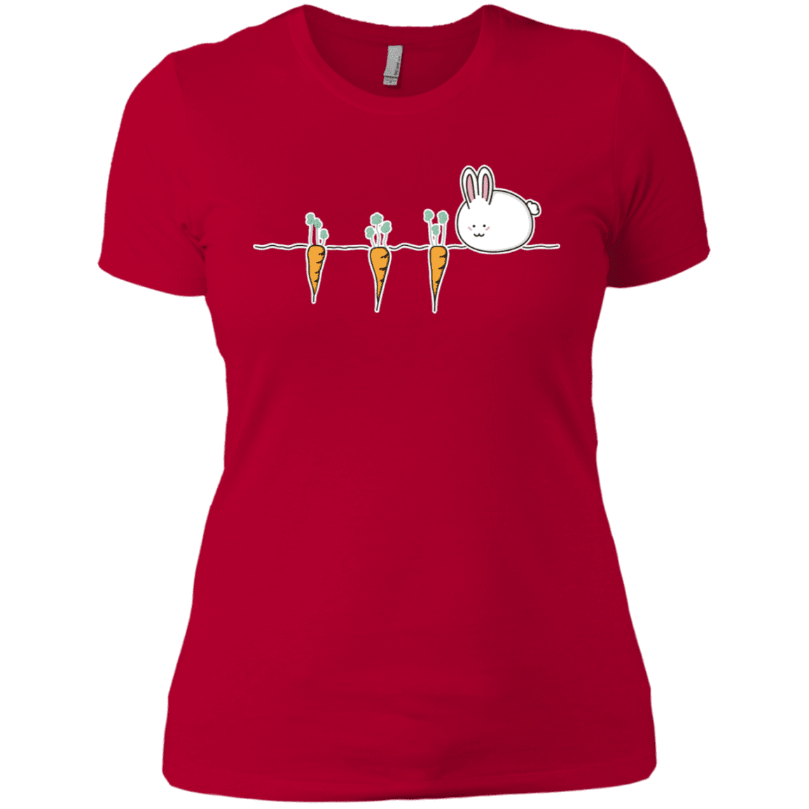 T-Shirts Red / X-Small Kawaii Rabbit and Carrots Women's Premium T-Shirt