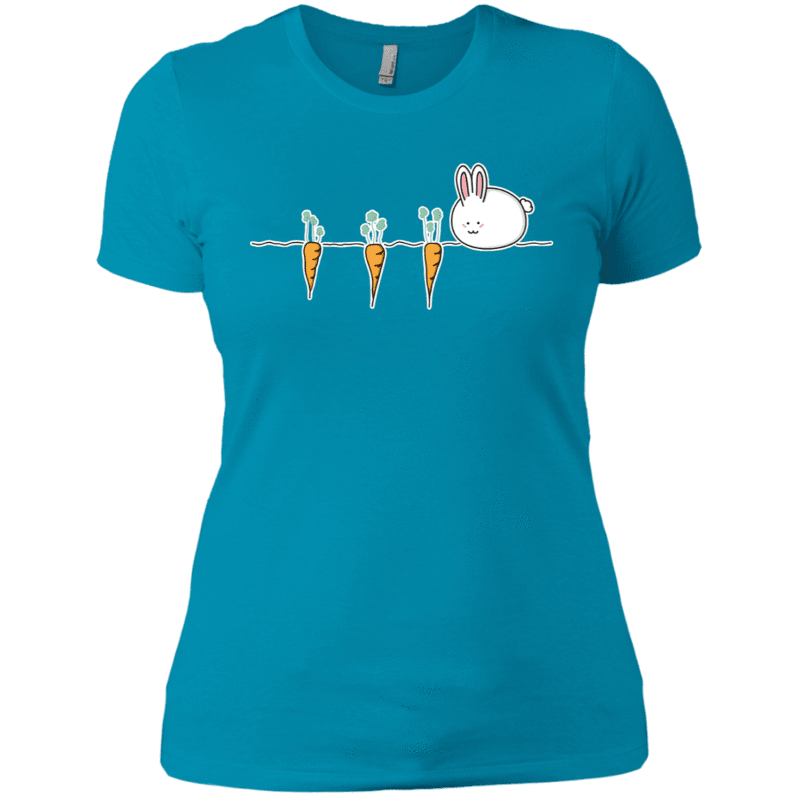 T-Shirts Turquoise / X-Small Kawaii Rabbit and Carrots Women's Premium T-Shirt