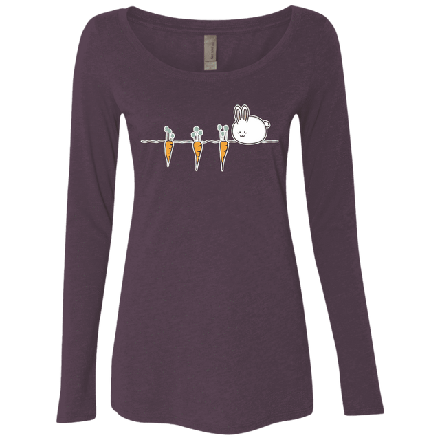 T-Shirts Vintage Purple / S Kawaii Rabbit and Carrots Women's Triblend Long Sleeve Shirt