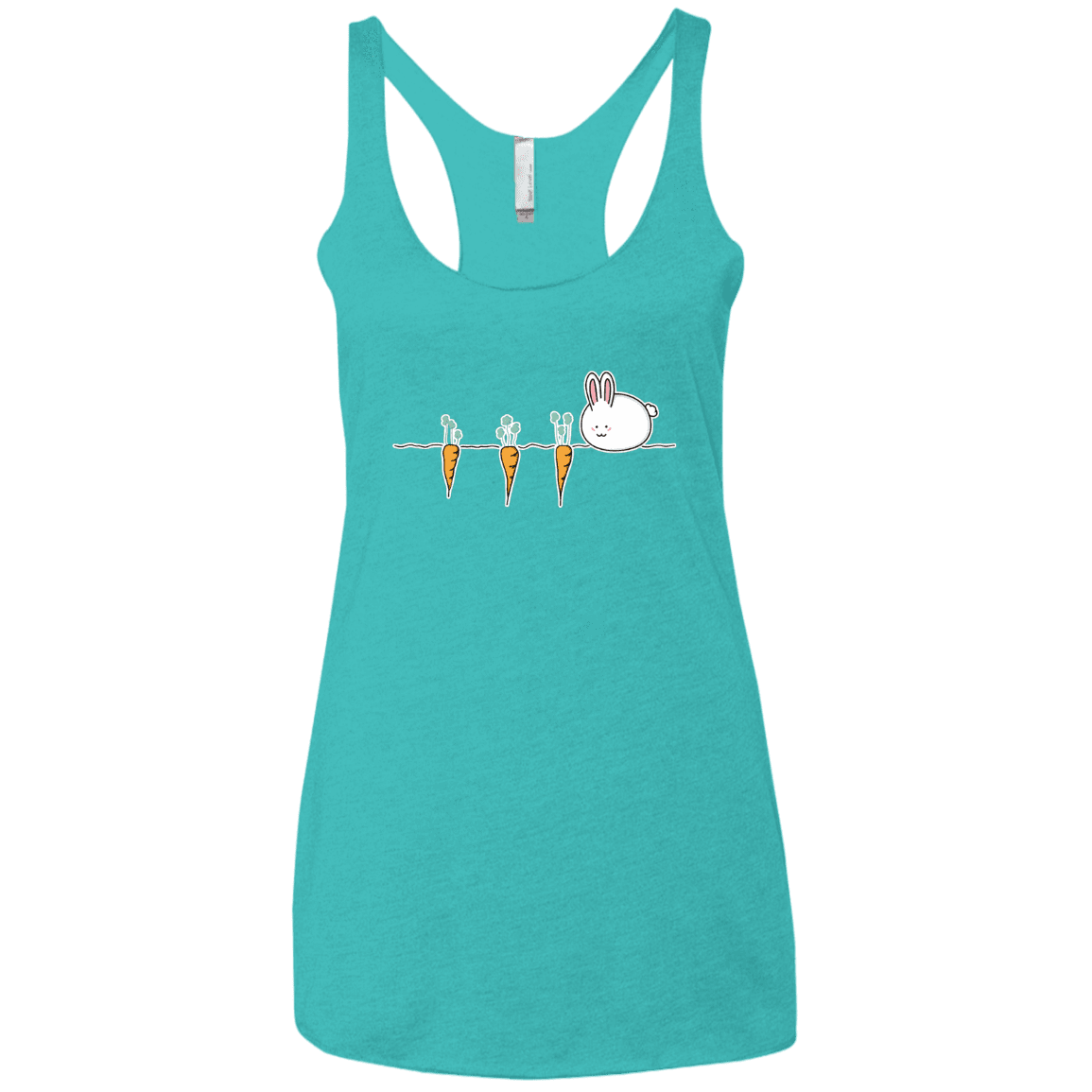 T-Shirts Tahiti Blue / X-Small Kawaii Rabbit and Carrots Women's Triblend Racerback Tank