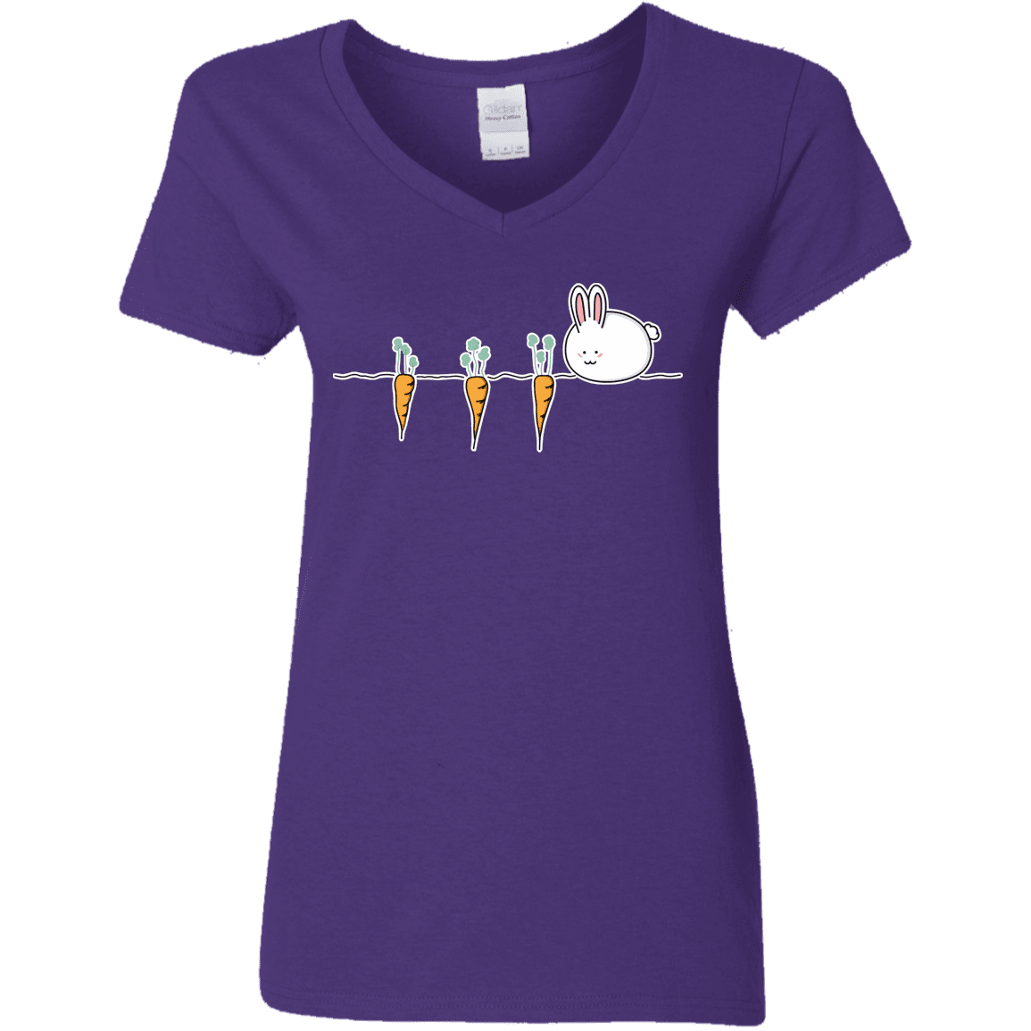 T-Shirts Purple / S Kawaii Rabbit and Carrots Women's V-Neck T-Shirt