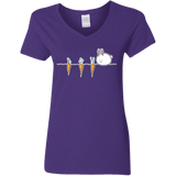 T-Shirts Purple / S Kawaii Rabbit and Carrots Women's V-Neck T-Shirt