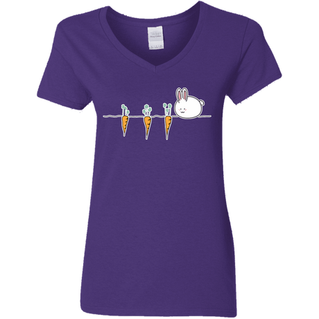 T-Shirts Purple / S Kawaii Rabbit and Carrots Women's V-Neck T-Shirt