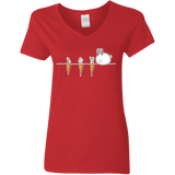 T-Shirts Red / S Kawaii Rabbit and Carrots Women's V-Neck T-Shirt