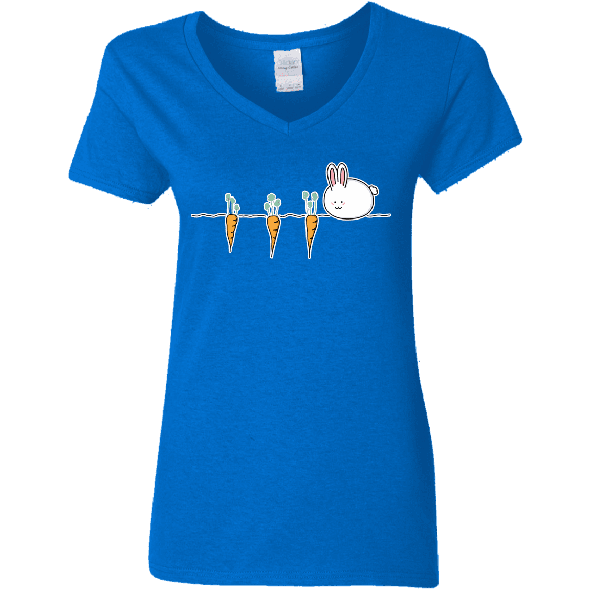 T-Shirts Royal / S Kawaii Rabbit and Carrots Women's V-Neck T-Shirt