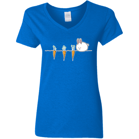 T-Shirts Royal / S Kawaii Rabbit and Carrots Women's V-Neck T-Shirt